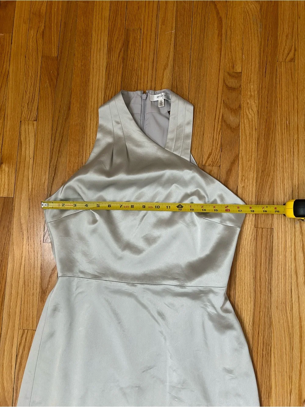Milly Taryn Satin Halter Maxi Dress in Silver